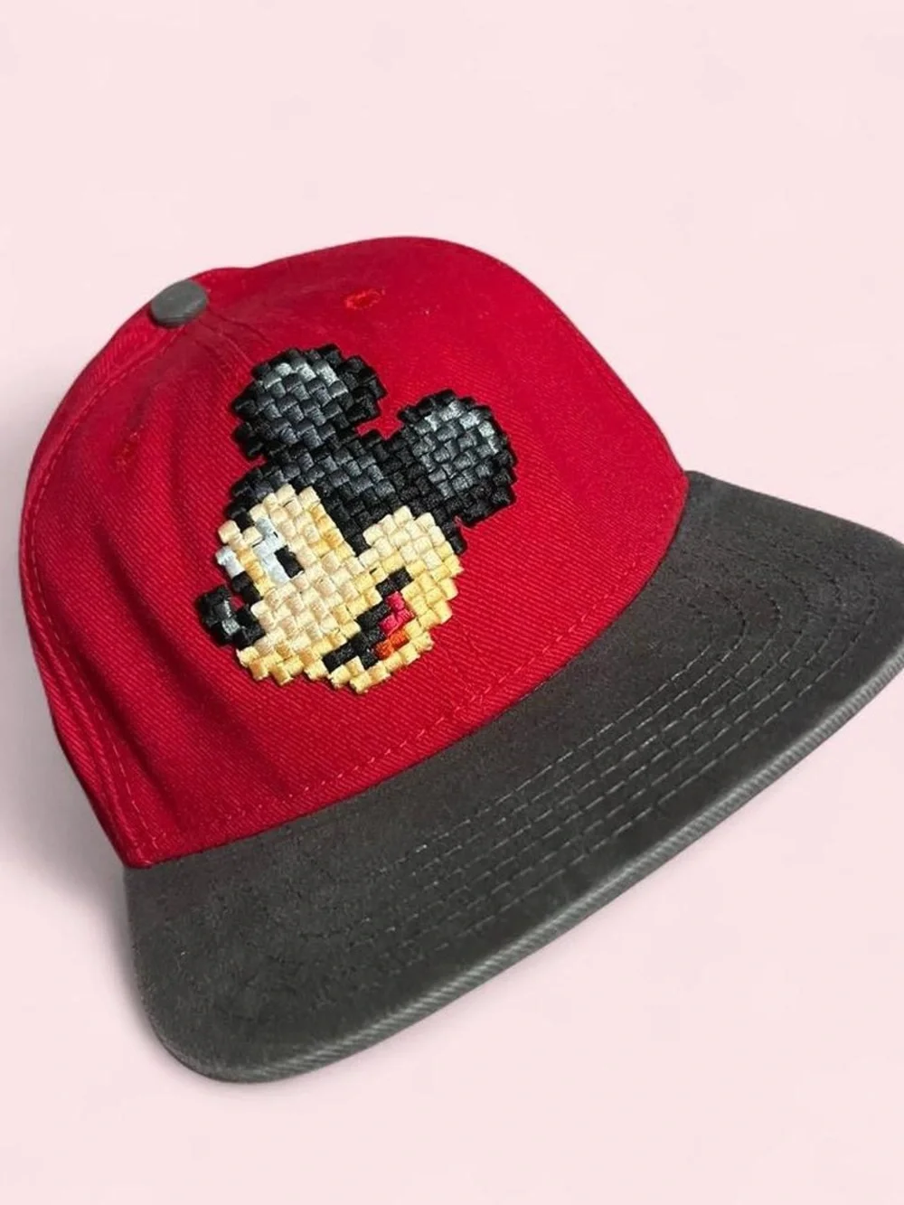 Kids Disney Red and Black Embroidered Mickey Mouse Cap